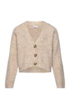 Nkfholly Boxy Short Knit Card Noos Tops Knitwear Cardigans Beige Name It