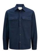 Jprraymond Melange Solid Ls Overshirt Sn Tops Overshirts Blue Jack & J S