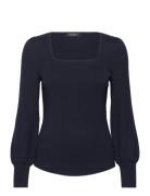 Rib-Knit Puff-Sleeve Sweater Tops T-shirts & Tops Long-sleeved Navy Lauren Ralph Lauren