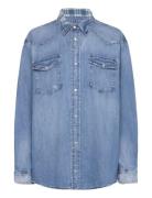 Over Fit Denim Western Shirt Tops Shirts Long-sleeved Blue Polo Ralph Lauren