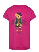 Polo Bear Cotton Jersey Tee Tops T-Kortærmet Skjorte Pink Ralph Lauren Kids