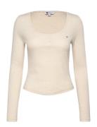 Tjw Melange Henley Ls Ext Tops T-shirts & Tops Long-sleeved Beige Tommy Jeans