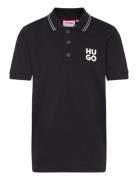 Short Sleeve Polo Tops T-shirts Polo Shirts Short-sleeved Polo Shirts Black Hugo Kids