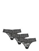 Brief Thong Low Lacey 3 Pack G-streng Undertøj Black Lindex