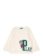 T-Shirt L/S Tops T-shirts Long-sleeved T-Skjorte Cream United Colors Of Benetton