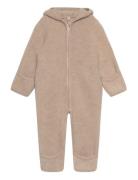 Pram Suit Wool Fleece  Outerwear Fleece Outerwear Fleece Suits Beige Huttelihut