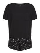 Pj Short Loosefit Flowers Pyjamas Nattøj Black Hunkemöller