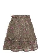 Skirt Flower Dot Dresses & Skirts Skirts Midi Skirts Khaki Green Creamie