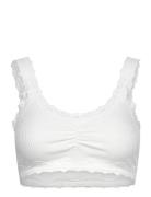 Silk Bralette W/ Lace Lingerie Bras & Tops Soft Bras Bralette White Rosemunde