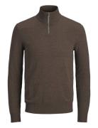 Jjeemil Knit Half Zip Noos Tops Knitwear Half Zip Jumpers Brown Jack & J S