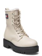 Tjw Urban Boot Tumbled Ltr Wl Shoes Boots Ankle Boots Laced Boots White Tommy Hilfiger