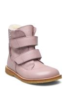 Boots - Flat - With Velcro Vinterstøvler Med Burrebånd Pink ANGULUS