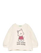 Sweater L/S Tops Sweatshirts & Hoodies Sweatshirts Cream United Colors Of Benetton