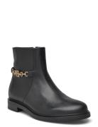 Th Chain Leather Low Bootie Shoes Boots Ankle Boots Ankle Boots Flat Heel Black Tommy Hilfiger