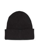 Cotton/Wool Fine Rib Beanie Accessories Headwear Beanies Black Calvin Klein