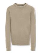 Kobphil Crew Neck Pullover L/S Knt Tops Knitwear Pullovers Beige Kids Only