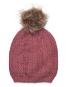 Hat W. Detachable Fake Fur Accessories Headwear Hats Beanie Pink Minymo