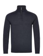 Bs Pelle Regular Fit Knitwear Tops Knitwear Half Zip Jumpers Navy Bruun & Stengade