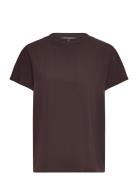 Crepe Light Crew Neck Top Tops T-shirts & Tops Short-sleeved Brown French Connection