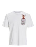 Jjxmas Pocket Tee Ss Crew Neck Tops T-Kortærmet Skjorte White Jack & J S