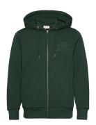 Reg Tonal Shield Full Zip Hoodie Tops Sweatshirts & Hoodies Hoodies Green GANT