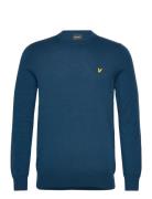 Cotton Merino Crew Neck Jumper Tops Knitwear Round Necks Blue Lyle & Scott