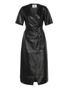 Ella Faux Leather Dress Knælang Kjole Black Twist & Tango