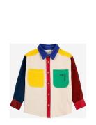 Bobo Square Embroidery Color Block Corduroy Shirt Tops Shirts Long-sleeved Shirts Multi/patterned Bobo Choses