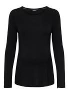 Olmliliana L/S O-Neck Slit Top Jrs Tops T-shirts & Tops Long-sleeved Black Only Maternity