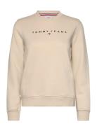 Tjw Reg Linear Crew Ext Tops Sweatshirts & Hoodies Sweatshirts Cream Tommy Jeans