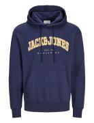 Jjecaleb Varsity Sweat Hood Noos Tops Sweatshirts & Hoodies Hoodies Navy Jack & J S