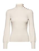 Button-Trim Mockneck Sweater Tops Knitwear Turtleneck Cream Lauren Ralph Lauren