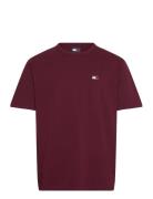 Tjm Reg Badge Tee Ext Tops T-Kortærmet Skjorte Burgundy Tommy Jeans