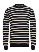 Eco Wool Karsten Stripe Knit Tops Knitwear Round Necks Navy Mads Nørgaard