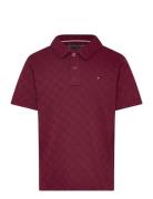 Checkboard Jacquard Reg Polo Ss Tops T-shirts Polo Shirts Short-sleeved Polo Shirts Burgundy Tommy Hilfiger