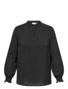 Carmetta Life V-Neck Top Wvn Noos Tops T-shirts & Tops Long-sleeved Black ONLY Carmakoma