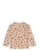 T-Shirt L/S Printed Tops T-shirts Long-sleeved T-Skjorte Beige Petit Piao