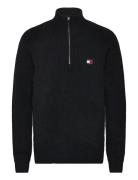 Tjm Reg 1/4 Zip Raglan Badge Tops Knitwear Half Zip Jumpers Black Tommy Jeans