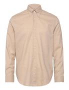 Reg Fit Bd Brushed Flannel Designers Shirts Casual Beige Oscar Jacobson