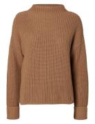 Slfselma Ls Knit Pullover Noos Tops Knitwear Jumpers Brown Selected Femme