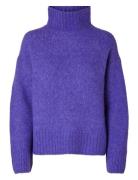 Slfgabella Ls Knit High-Neck Noos Tops Knitwear Turtleneck Purple Selected Femme