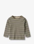 T-Shirt L/S Stig Tops T-shirts Long-sleeved T-Skjorte Khaki Green Wheat