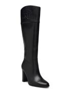 Page Ii Burnished Leather Tall Boot Lange Støvler Black Lauren Ralph Lauren