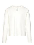 Long Sleeve Cotton T-Shirt Tops T-shirts Long-sleeved T-Skjorte White Mango