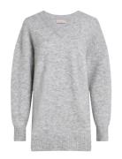 Textured Sweater V-Neck Dress Tops Knitwear Jumpers Grey Calvin Klein Jeans