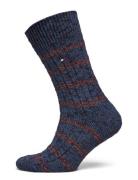 Th Men Sock 1P Special Mouline Stripe Underwear Socks Regular Socks Navy Tommy Hilfiger