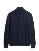 Essential Emb Knit Half Zip Tops Knitwear Half Zip Jumpers Navy Superdry