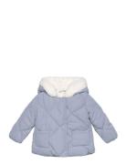 Hears Hood Quilted Coat Outerwear Jackets & Coats Quilted Jackets Blue Mango