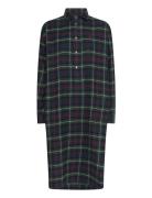 Plaid Cotton Shirtdress Knælang Kjole Navy Polo Ralph Lauren