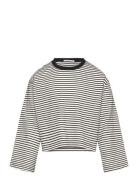 Cropped Striped Longsleeve Tops T-shirts Long-sleeved T-Skjorte Grey Tom Tailor